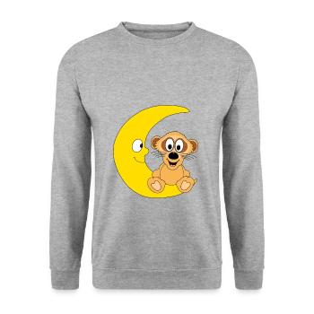 ERDMÄNNCHEN - MOND - TIER - KIND - BABY - Unisex Pullover - Weißgrau meliert - Vorne - Alina (178cm) & Michal (187cm)