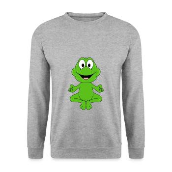 FROSCH - YOGA - PILATES - TIER - TIERISCH - Unisex Pullover - Weißgrau meliert - Vorne - Alina (178cm) & Michal (187cm)