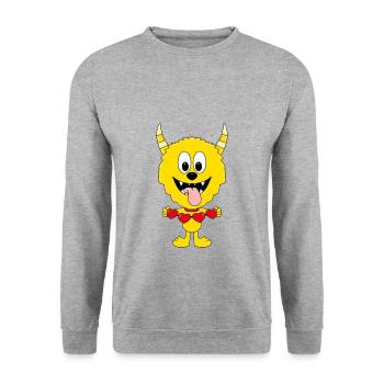 MONSTER - LIEBE - LOVE - KIND - BABY - HERZEN - Unisex Pullover - Weißgrau meliert - Vorne - Alina (178cm) & Michal (187cm)