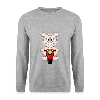 ALPAKA - LAMA - MOTORRAD - BIKER - MOTORSPORT - Unisex Pullover - Weißgrau meliert - Vorne - Alina (178cm) & Michal (187cm)