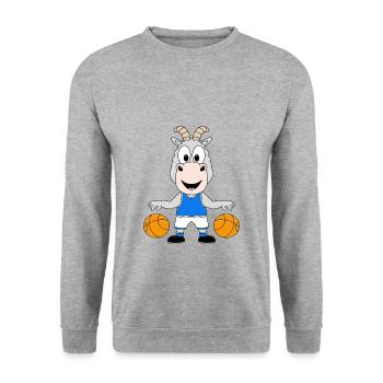 ZIEGE - BASKETBALL - SPORT - TIER - KIND - BABY - Unisex Pullover - Weißgrau meliert - Vorne - Alina (178cm) & Michal (187cm)