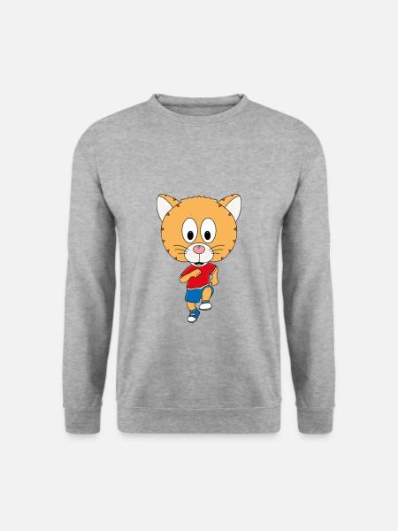 KATZE - LAUFEN - JOGGEN - SPORT - MARATHON - TIER - Unisex Pullover - Weißgrau meliert