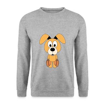 HUND - REISE - KOFFER - URLAUB - FERIEN - TIER - Unisex Pullover - Weißgrau meliert - Vorne - Alina (178cm) & Michal (187cm)
