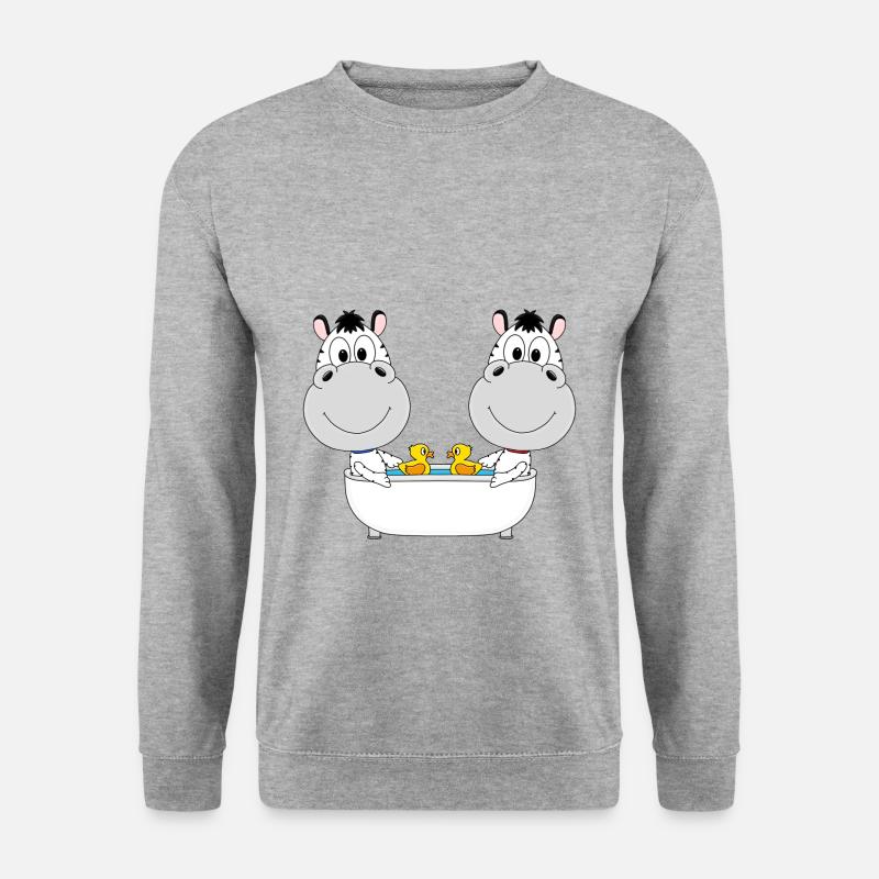 ZEBRAS - ZEBRA - BADEWANNE - BADEN - TIERE - Unisex Pullover - Weißgrau meliert