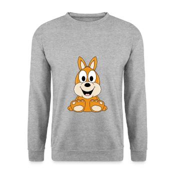 KÄNGURU - TIER - KINDER - BABYS - TIERISCH - Unisex Pullover - Weißgrau meliert - Vorne - Alina (178cm) & Michal (187cm)