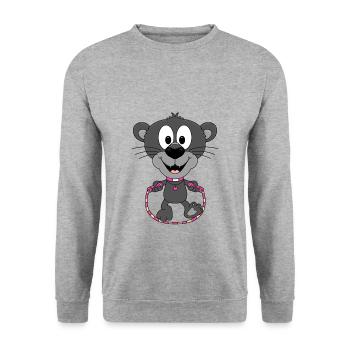 PANTHER - SPRINGSEIL - SEILSPRINGEN - TIER - BABY - Unisex Pullover - Weißgrau meliert - Vorne - Alina (178cm) & Michal (187cm)