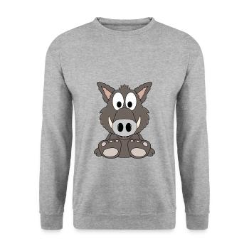 WILDSCHWEIN - TIER - TIERISCH - KIND - BABY - FUN - Unisex Pullover - Weißgrau meliert - Vorne - Alina (178cm) & Michal (187cm)