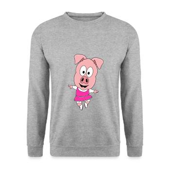 SCHWEIN - TANZEN - TÄNZERIN - BALLETT - BALLERINA - Unisex Pullover - Weißgrau meliert - Vorne - Alina (178cm) & Michal (187cm)