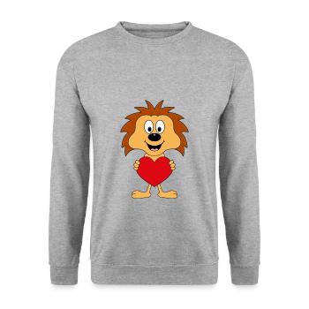 IGEL - HERZ - LIEBE - LOVE - TIER - KIND - BABY - Unisex Pullover - Weißgrau meliert - Vorne - Alina (178cm) & Michal (187cm)