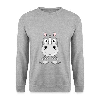 NASHORN - TIER - TIERISCH - KIND - BABY - LIEBE - Unisex Pullover - Weißgrau meliert - Vorne - Alina (178cm) & Michal (187cm)