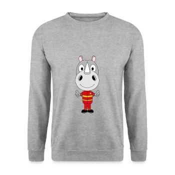 NASHORN - FEUERWEHR - FEUERWEHRMANN - FEUER - TIER - Unisex Pullover - Weißgrau meliert - Vorne - Alina (178cm) & Michal (187cm)