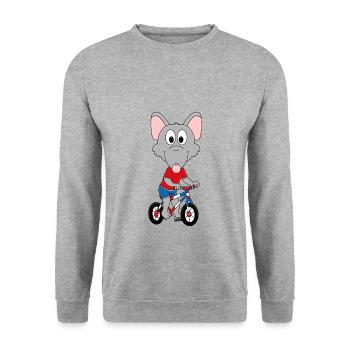 RATTE - FAHRRAD - TIER - SPORT - KIND - BABY - FUN - Unisex Pullover - Weißgrau meliert - Vorne - Alina (178cm) & Michal (187cm)