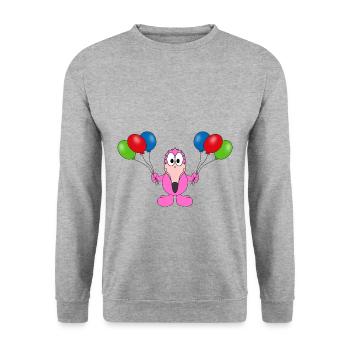 LUFTBALLONS - FLAMINGO - TIER - KIND - BABY - FUN - Unisex Pullover - Weißgrau meliert - Vorne - Alina (178cm) & Michal (187cm)
