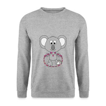 SPRINGSEIL - SEILSPRINGEN - KOALA - BABY - KIND - Unisex Pullover - Weißgrau meliert - Vorne - Alina (178cm) & Michal (187cm)