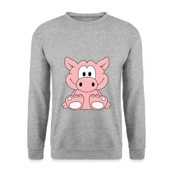 SCHWEIN - TIER - KIND - BABY - Unisex Pullover - Weißgrau meliert - Vorne - Alina (178cm) & Michal (187cm)