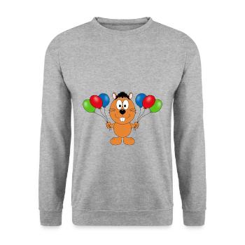 BIBER - OTTER - MARDER - LUFTBALLONS - TIER - BABY - Unisex Pullover - Weißgrau meliert - Vorne - Alina (178cm) & Michal (187cm)
