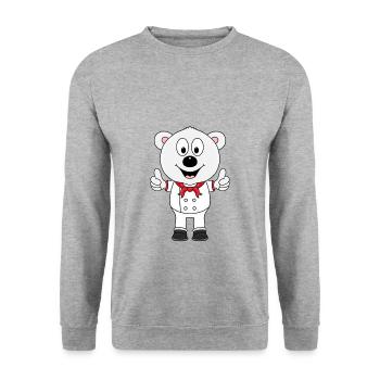 EISBÄR - KOCH - BÄCKER - BERUF - TIER - JOB - Unisex Pullover - Weißgrau meliert - Vorne - Alina (178cm) & Michal (187cm)