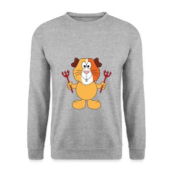 MEERSCHWEINCHEN - TEUFEL -TIER - TIERISCH - Unisex Pullover - Weißgrau meliert - Vorne - Alina (178cm) & Michal (187cm)