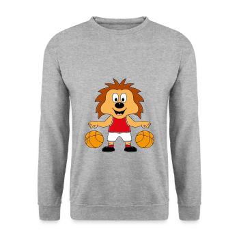 IGEL - BASKETBALL - TIER - KIND - BABY - SPORT - Unisex Pullover - Weißgrau meliert - Vorne - Alina (178cm) & Michal (187cm)