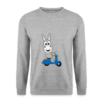 ESEL - ROLLER - TIER - TIERISCH - Unisex Pullover - Weißgrau meliert - Vorne - Alina (178cm) & Michal (187cm)