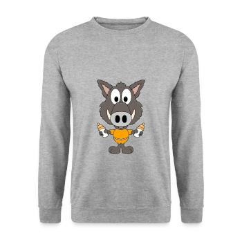 WILDSCHWEIN - BABY - TIER - KIND - FLÄSCHCHEN - Unisex Pullover - Weißgrau meliert - Vorne - Alina (178cm) & Michal (187cm)