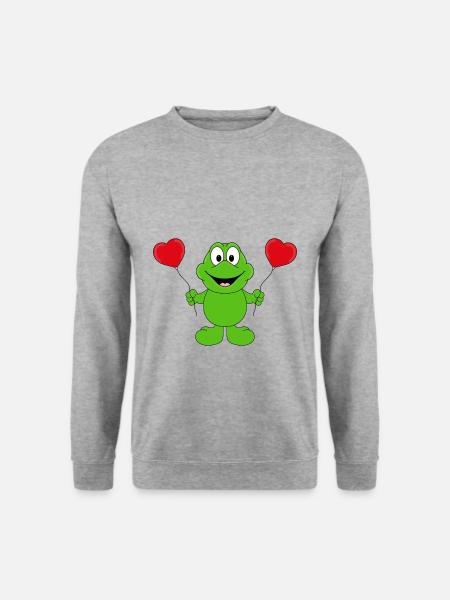 FROSCH - LUFTBALLONS - TIER - KIND - BABY - FUN - Unisex Pullover - Weißgrau meliert