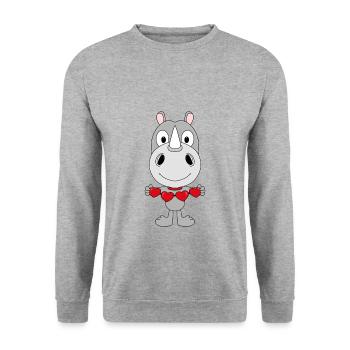 NASHORN - LIEBE - LOVE - TIERISCH - VERLIEBT - Unisex Pullover - Weißgrau meliert - Vorne - Alina (178cm) & Michal (187cm)