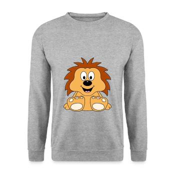 IGEL - TIER - KIND - BABY - TIERISCH - Unisex Pullover - Weißgrau meliert - Vorne - Alina (178cm) & Michal (187cm)