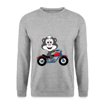 STINKTIER - MOTORRAD - BIKER - TIER - TIERISCH - Unisex Pullover - Weißgrau meliert - Vorne - Alina (178cm) & Michal (187cm)