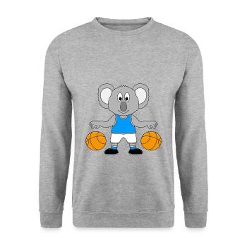 BASKETBALL - KOALA - SPORT - TIER - KIND - BABY - Unisex Pullover - Weißgrau meliert - Vorne - Alina (178cm) & Michal (187cm)