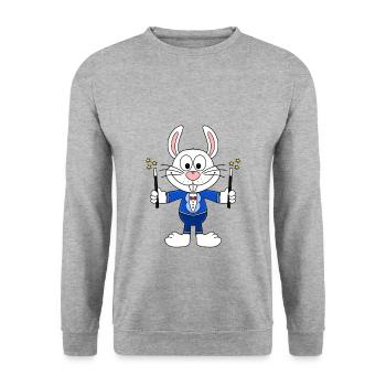 HASE - MAGIER - ZAUBERER - TIER - KIND - BABY - Unisex Pullover - Weißgrau meliert - Vorne - Alina (178cm) & Michal (187cm)