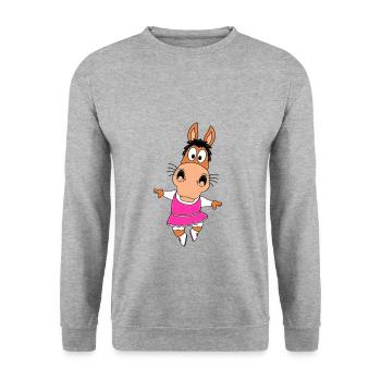 PFERD - PONY - TANZEN - TÄNZERIN - BALLETT - TIER - Unisex Pullover - Weißgrau meliert - Vorne - Alina (178cm) & Michal (187cm)
