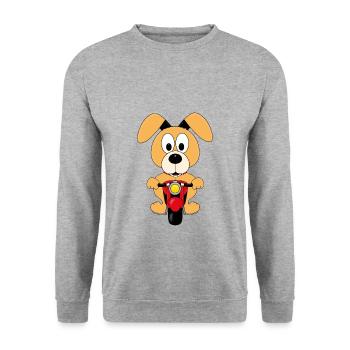 HUND - MOTORRAD - BIKER - TIER - KIND - BABY - Unisex Pullover - Weißgrau meliert - Vorne - Alina (178cm) & Michal (187cm)