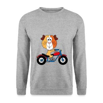MOTORRAD - BIKER - MEERSCHWEINCHEN - TIERISCH - Unisex Pullover - Weißgrau meliert - Vorne - Alina (178cm) & Michal (187cm)