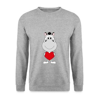 ZEBRA - LIEBE - LOVE - TIER - VERLIEBT - KINDER - Unisex Pullover - Weißgrau meliert - Vorne - Alina (178cm) & Michal (187cm)