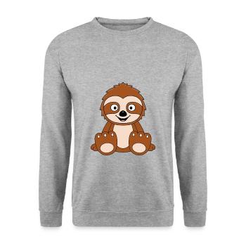 FAULTIER - TIER - KIND - BABY - FUN - Unisex Pullover - Weißgrau meliert - Vorne - Alina (178cm) & Michal (187cm)