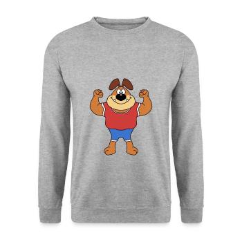 HUND - MUSKELN - FITNESS - SPORT - TRAINING - Unisex Pullover - Weißgrau meliert - Vorne - Alina (178cm) & Michal (187cm)