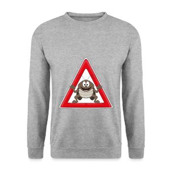 ACHTUNG KAKERLAKE - KÜCHENSCHABE - TIERISCH - FUN - Unisex Pullover - Weißgrau meliert - Vorne - Alina (178cm) & Michal (187cm)