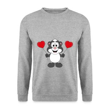 STINKTIER - LUFTBALLONS - KIND - BABY - TIER - Unisex Pullover - Weißgrau meliert - Vorne - Alina (178cm) & Michal (187cm)