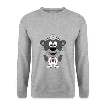 TIERARZT - ARZT - DOCTOR - PANTHER - TIERISCH - Unisex Pullover - Weißgrau meliert - Vorne - Alina (178cm) & Michal (187cm)