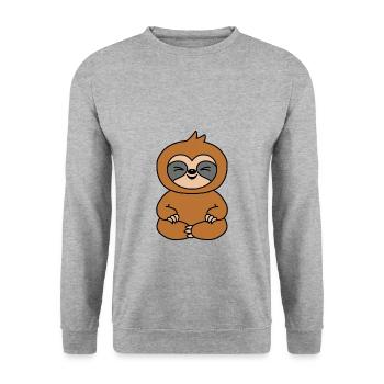 FAULTIER - TIER - KIND - BABY - TIERISCH - FUN - Unisex Pullover - Weißgrau meliert - Vorne - Alina (178cm) & Michal (187cm)