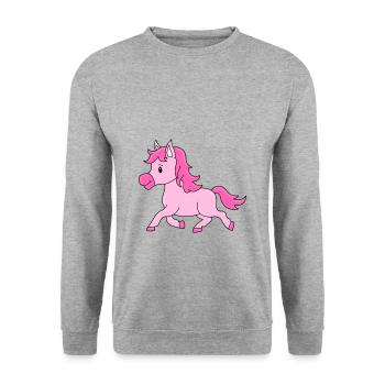 PONY - PFERD - REITEN - REITERIN - TIER - BABY - Unisex Pullover - Weißgrau meliert - Vorne - Alina (178cm) & Michal (187cm)