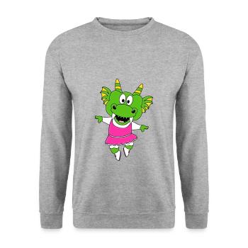 TANZEN - BALLETT - BALLERINA - DRACHE - KIND - FUN - Unisex Pullover - Weißgrau meliert - Vorne - Alina (178cm) & Michal (187cm)