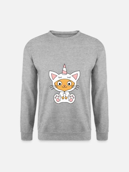 EINHORNKATZE - KATZE - EINHORN - BABY - KIND - Unisex Pullover - Weißgrau meliert