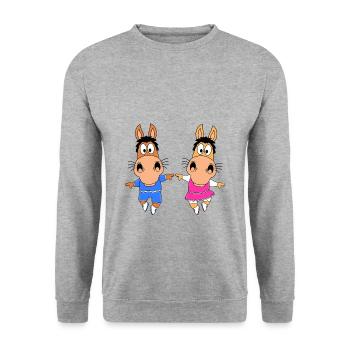 PFERD - PONYS - TANZEN - LIEBE - TANZPAAR - LOVE - Unisex Pullover - Weißgrau meliert - Vorne - Alina (178cm) & Michal (187cm)