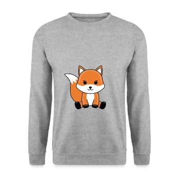 FUCHS - TIER - KIND - BABY - TIERISCH - GESCHENKE - Unisex Pullover - Weißgrau meliert - Vorne - Alina (178cm) & Michal (187cm)