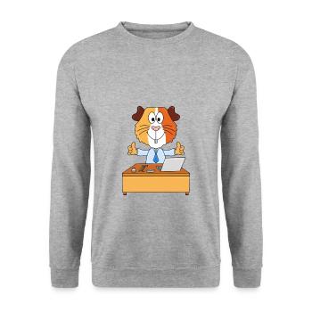 CHEF - CHEFIN - MEERSCHWEINCHEN - ARBEIT - BERUF - Unisex Pullover - Weißgrau meliert - Vorne - Alina (178cm) & Michal (187cm)