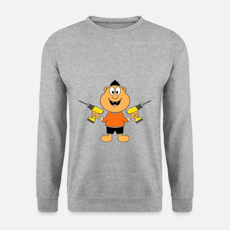 MANN - HEIMWERKER - HANDWERKER - BOHRER - FUN - Unisex Pullover - Weißgrau meliert