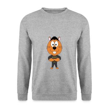 SECURITY - BODYGUARD - BIBER - OTTER - MARDER - Unisex Pullover - Weißgrau meliert - Vorne - Alina (178cm) & Michal (187cm)