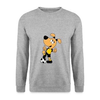 HUND - FUßBALLSPIELER - SPORT - FUßBALL - KINDER - Unisex Pullover - Weißgrau meliert - Vorne - Alina (178cm) & Michal (187cm)